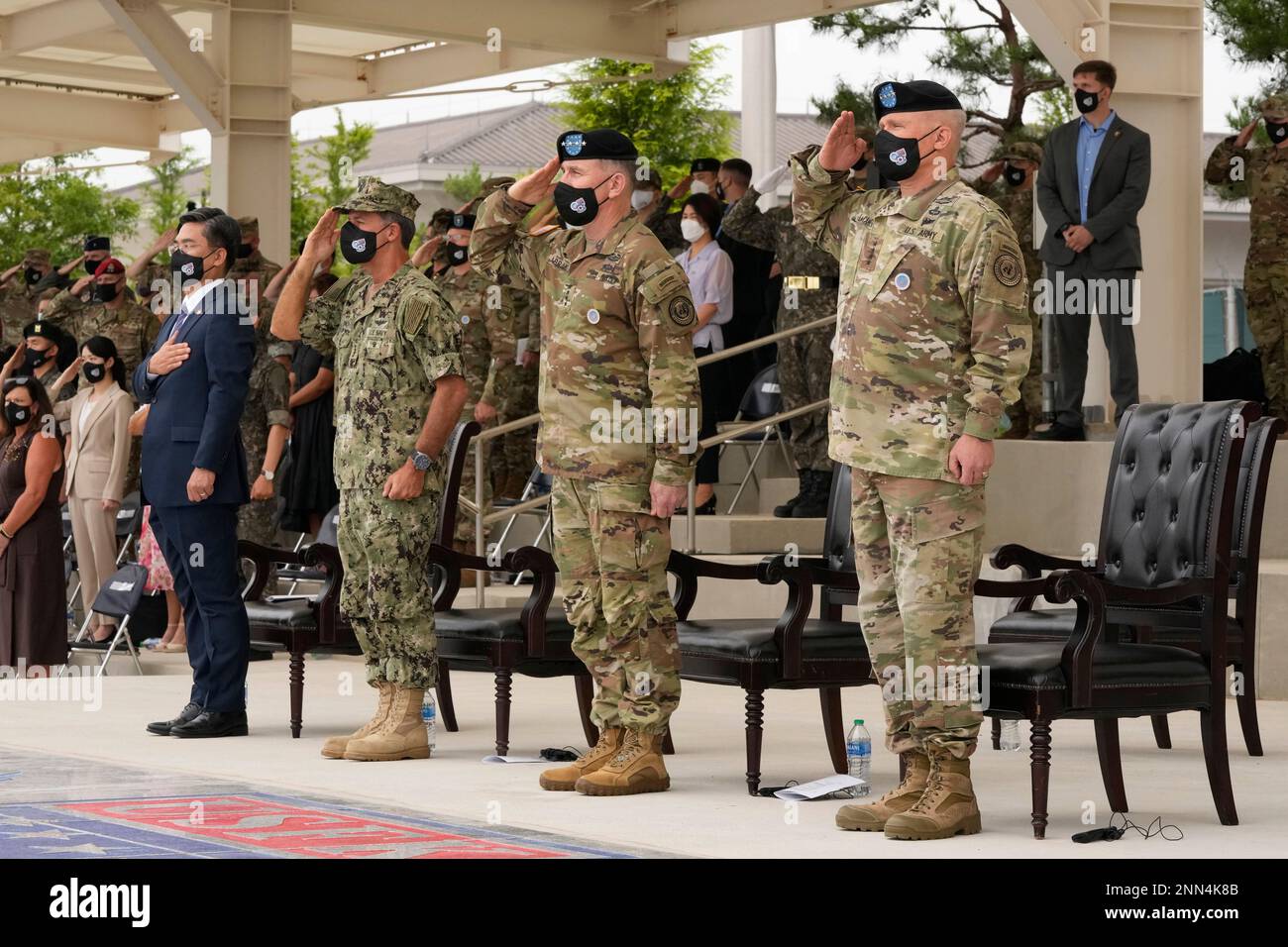 From right to left incoming commander Gen. Paul J. LaCamera