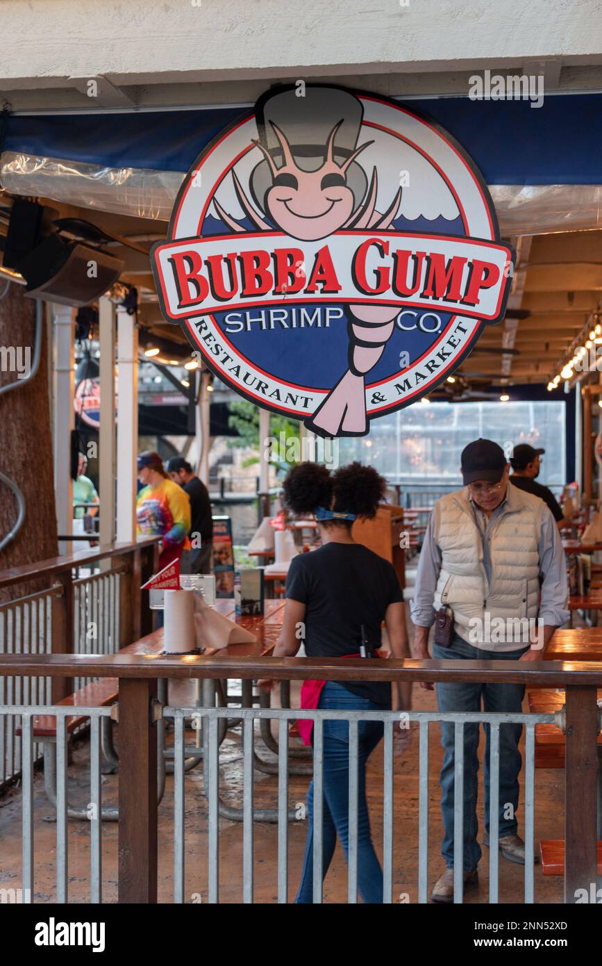 Bubba Gump Shrimp Company Restaurant & Market on the San Antonio Riverwalk, Texas. Stock Photo