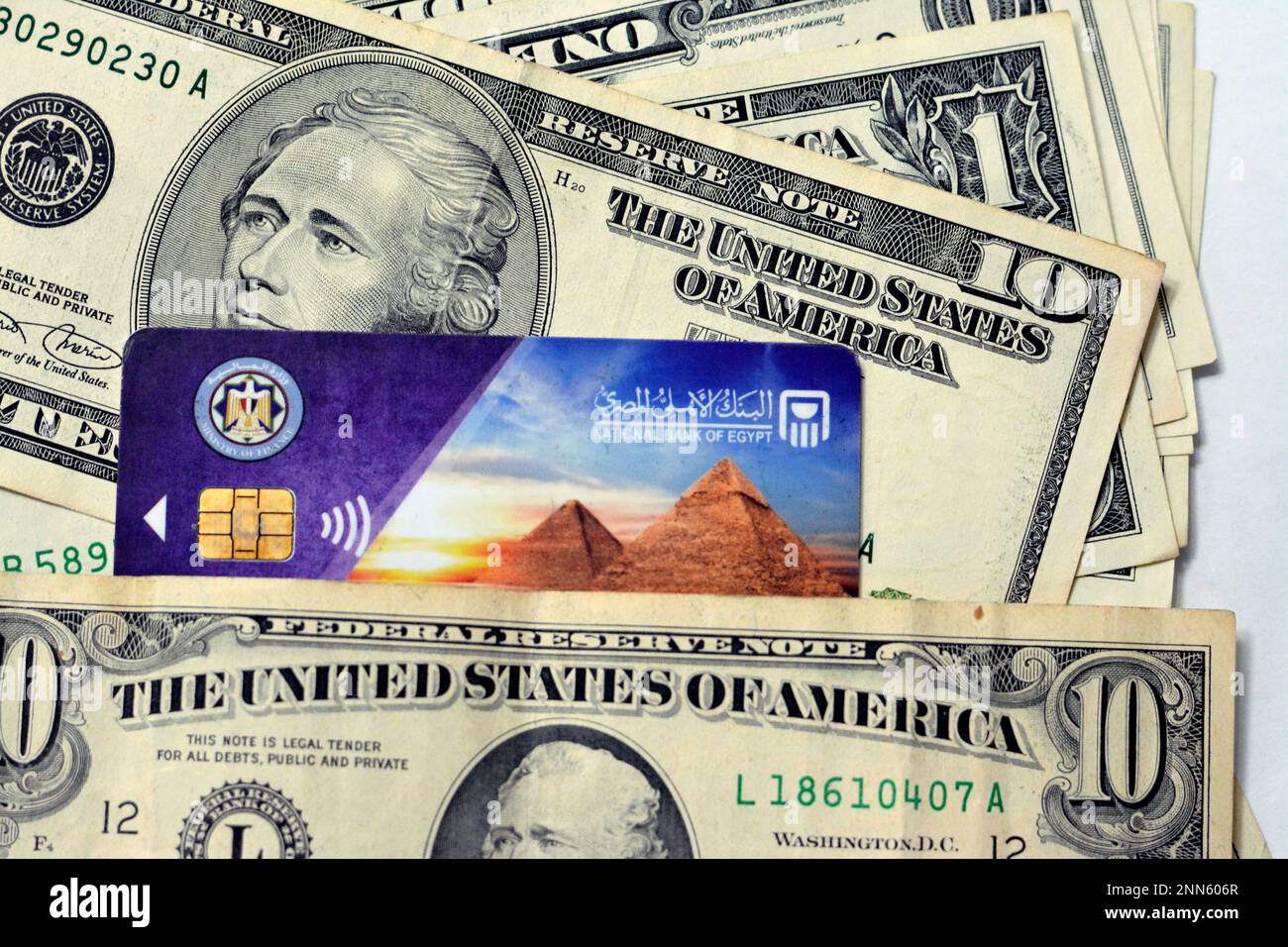 Cairo, Egypt, February 11 2023 Meeza electronic payment wireless and