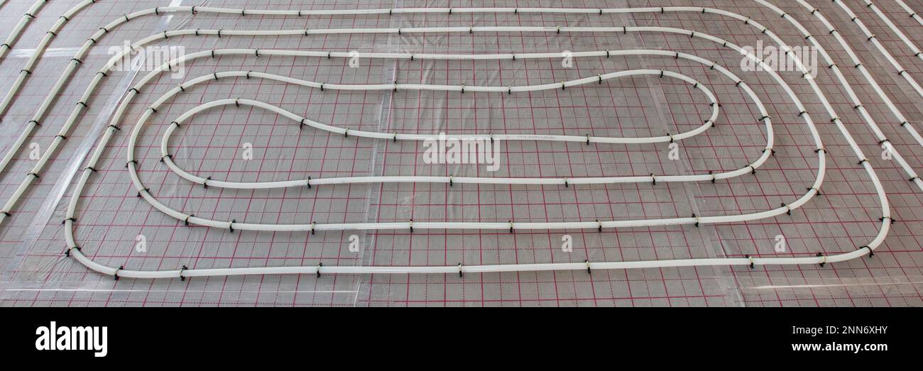 underfloor heating system in construction of new residential house