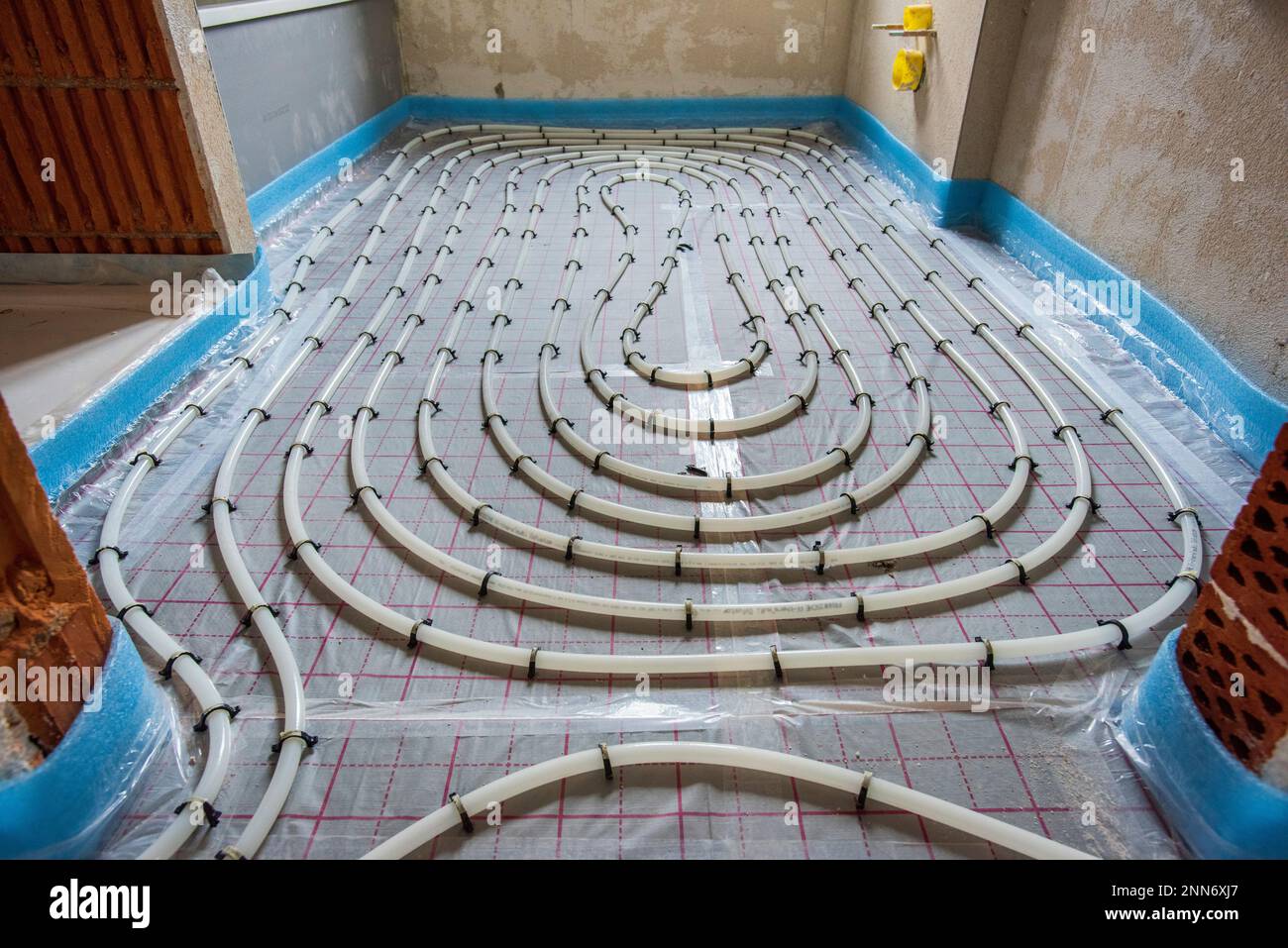 underfloor heating system in construction of new residential house