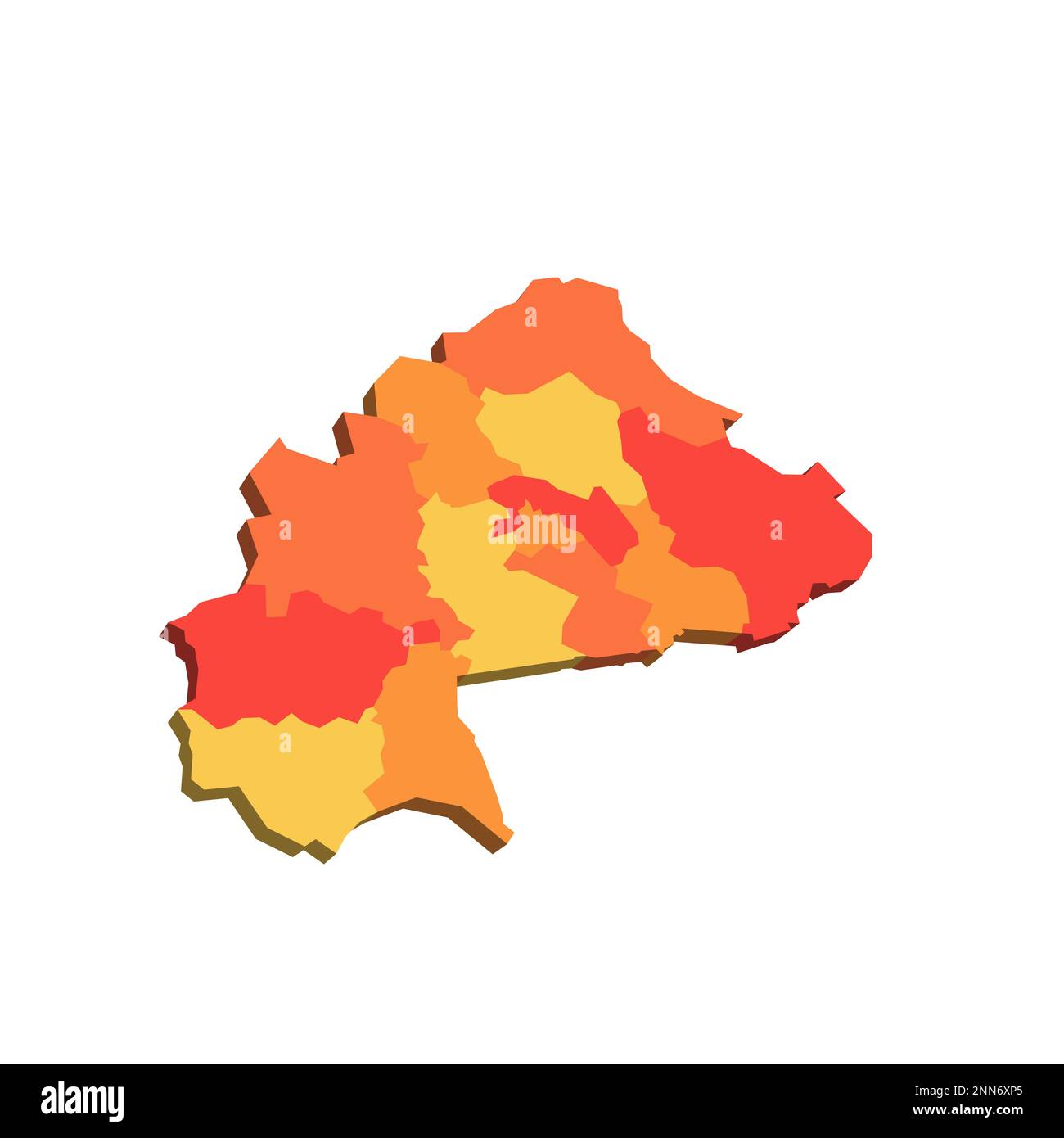 Burkina Faso political map of administrative divisions regions. Map