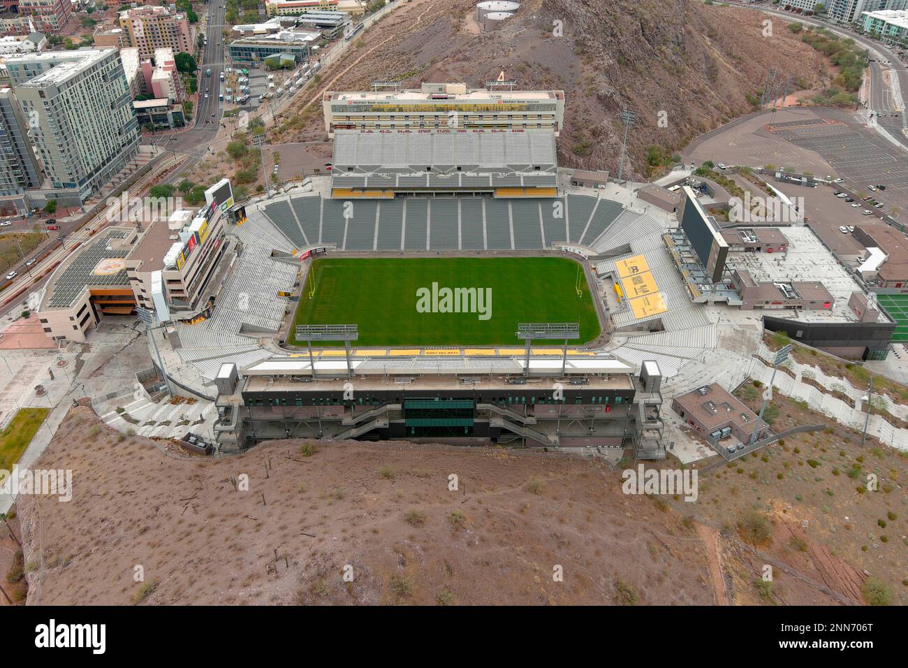 An aerial view of Sun Devil Stadium on the campus of Arizona State ...