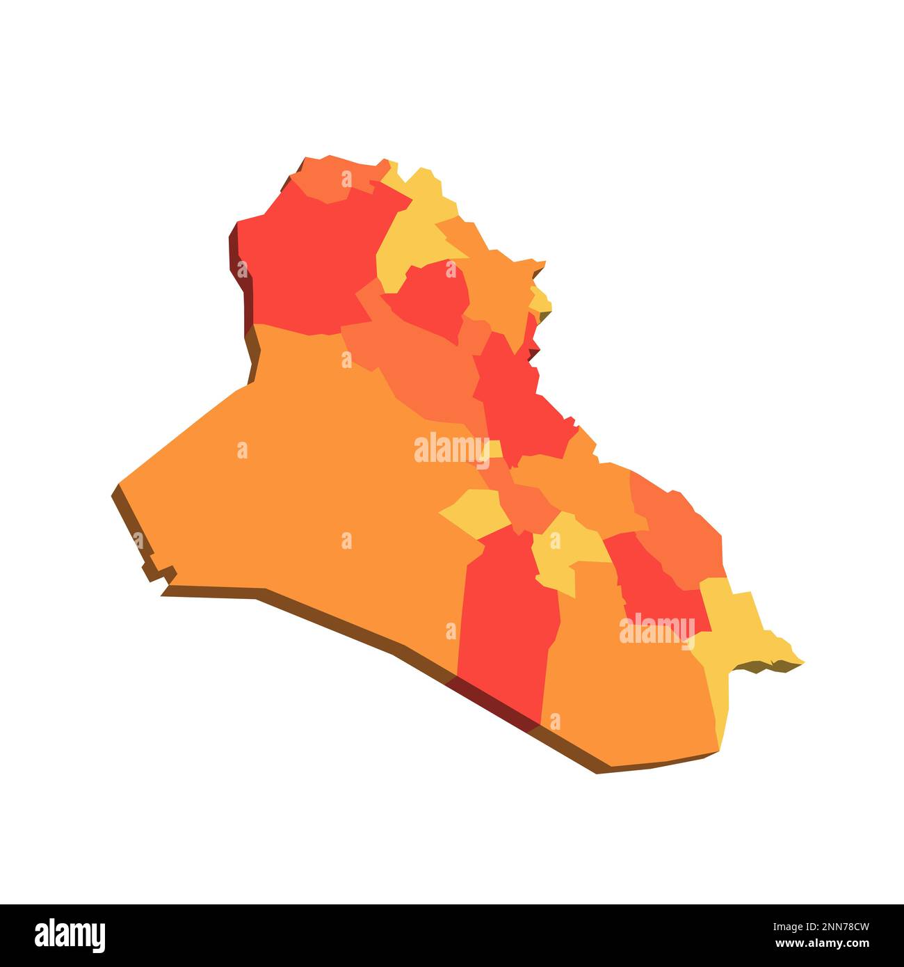 Iraq political map of administrative divisions - governorates and Kurdistan Region. Map with labels. Stock Vector