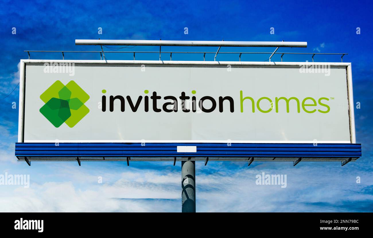 POZNAN, POL FEB 8, 2023 Advertisement billboard displaying logo of