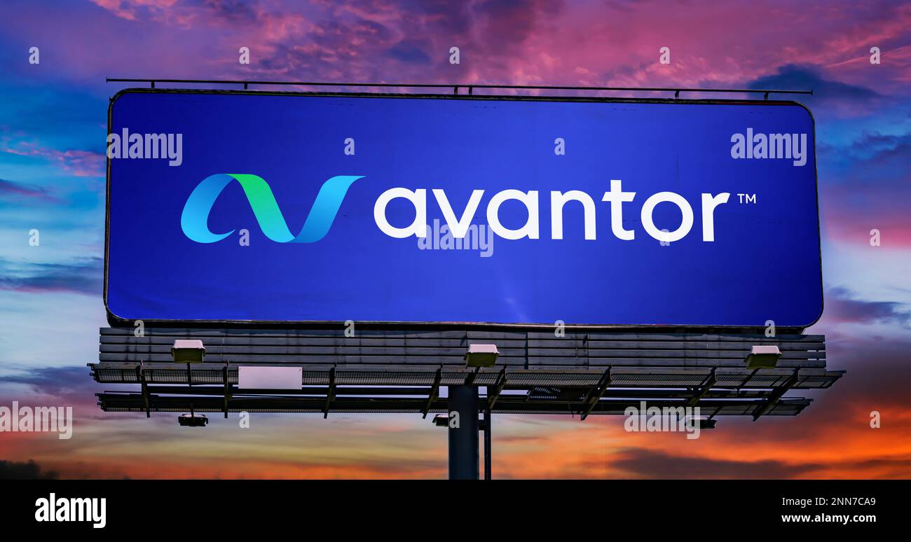 POZNAN, POL JAN 11, 2023 Advertisement billboard displaying logo of