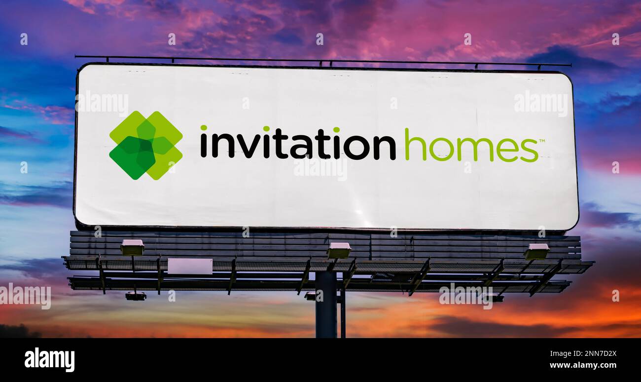 POZNAN, POL FEB 8, 2023 Advertisement billboard displaying logo of