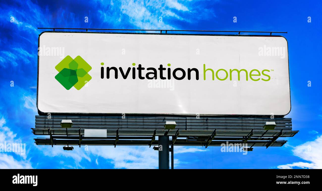 POZNAN, POL FEB 8, 2023 Advertisement billboard displaying logo of