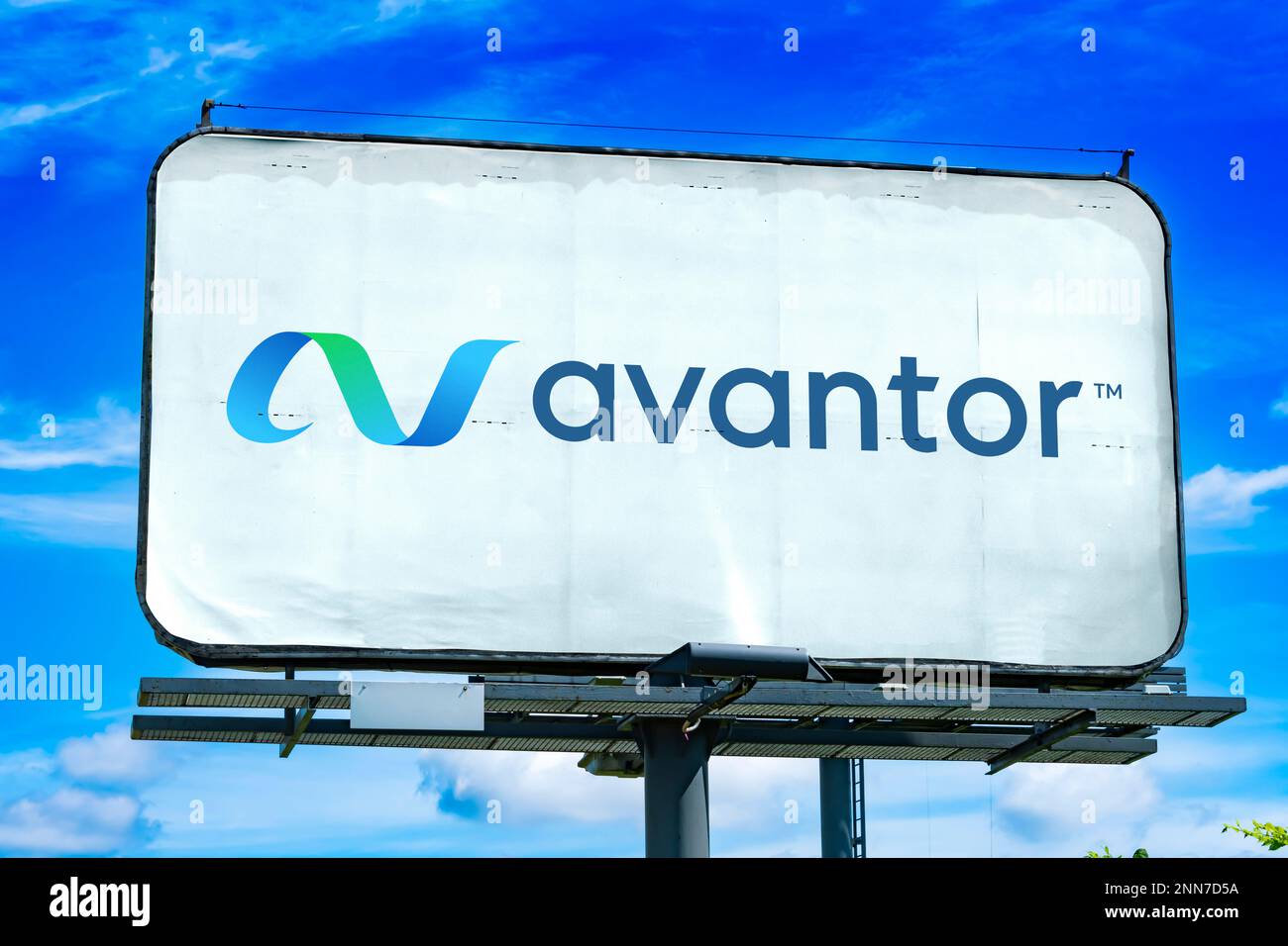 POZNAN, POL JAN 11, 2023 Advertisement billboard displaying logo of