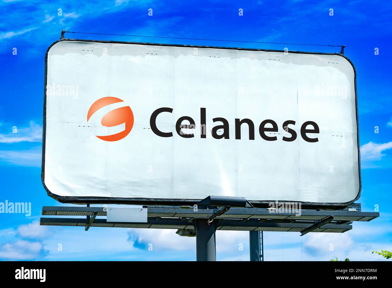 POZNAN, POL JAN 11, 2023 Advertisement billboard displaying logo of