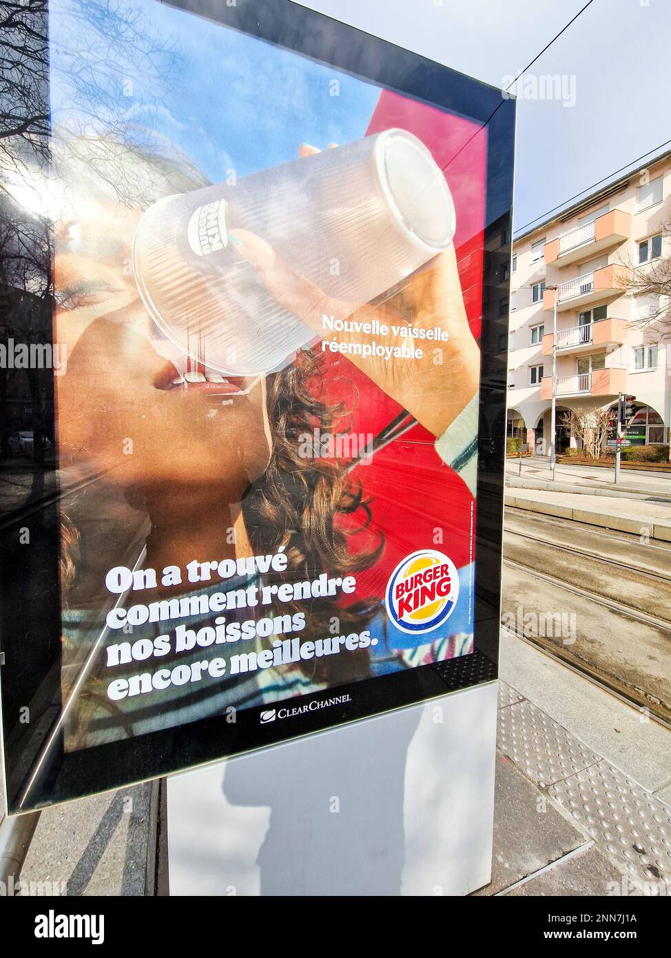 Greenbashing advertising by Burger King, Bron, France Stock Photo - Alamy