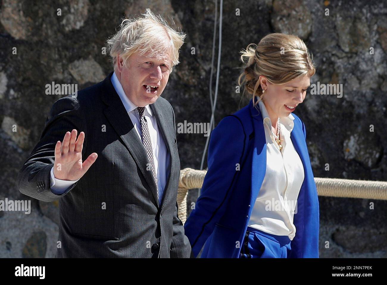 Britain's Prime Minister Boris Johnson, left, and his spouse Carrie