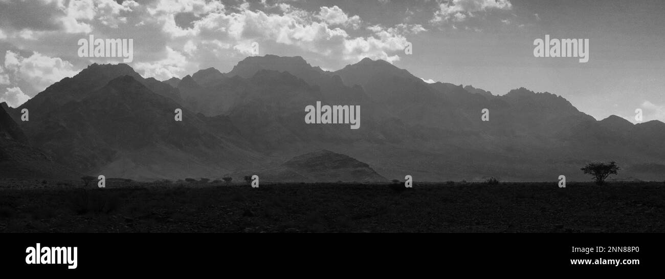 View over the Hamada rocky landscape in Wadi Feynan, AlSharat, Wadi Araba Desert, southcentral