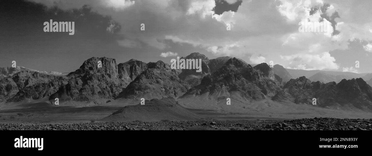 View over the Hamada rocky landscape in Wadi Feynan, AlSharat, Wadi Araba Desert, southcentral