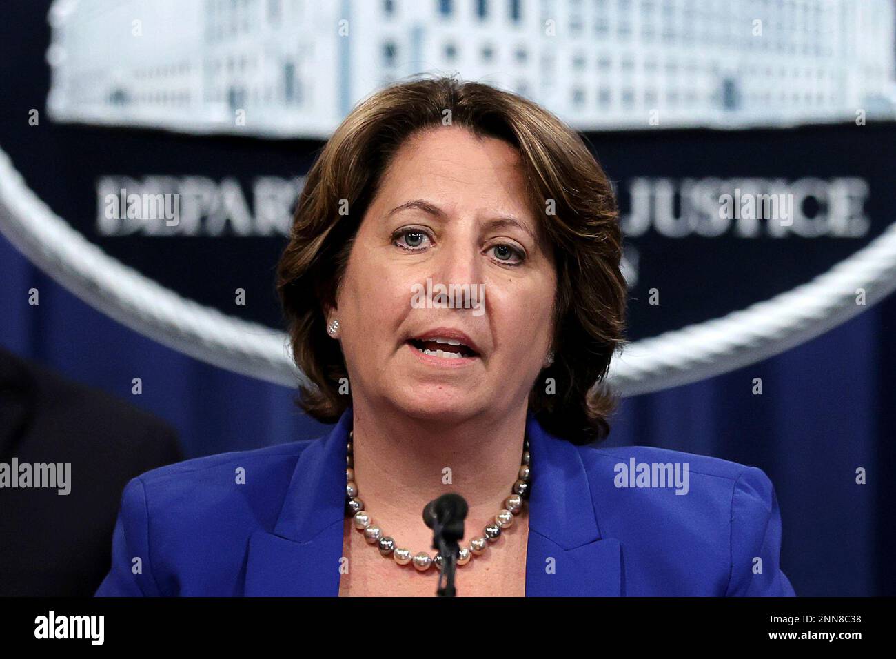 Deputy Attorney General Lisa Monaco announces the recovery of millions of  dollars worth of cryptocurrency from the Colonial Pipeline Co. ransomware  attacks as she speaks during a news conference at the Justice