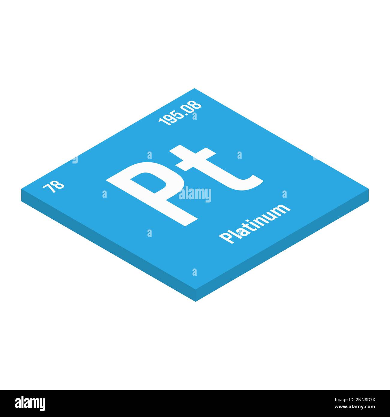 Platinum, Pt, periodic table element with name, symbol, atomic number and weight. Transition