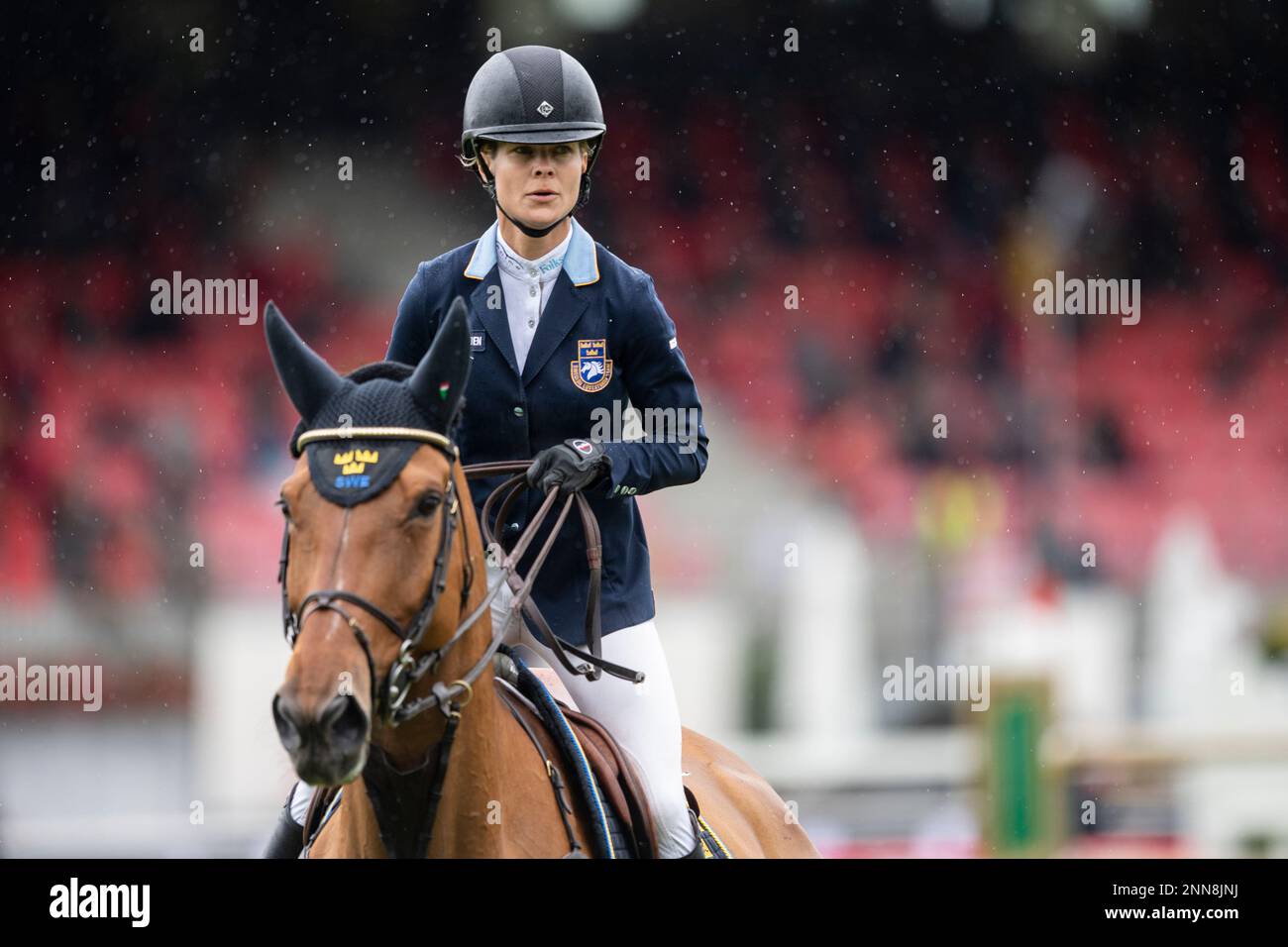 Malin Baryard Johnsson from Sweden competes on H M Indiana at the Longines FEI Jumping Nations Cup of Switzerland during the CSIO Show Jumping in St. Gallen Switzerland Sunday June 6 2021. Ennio Leanz...