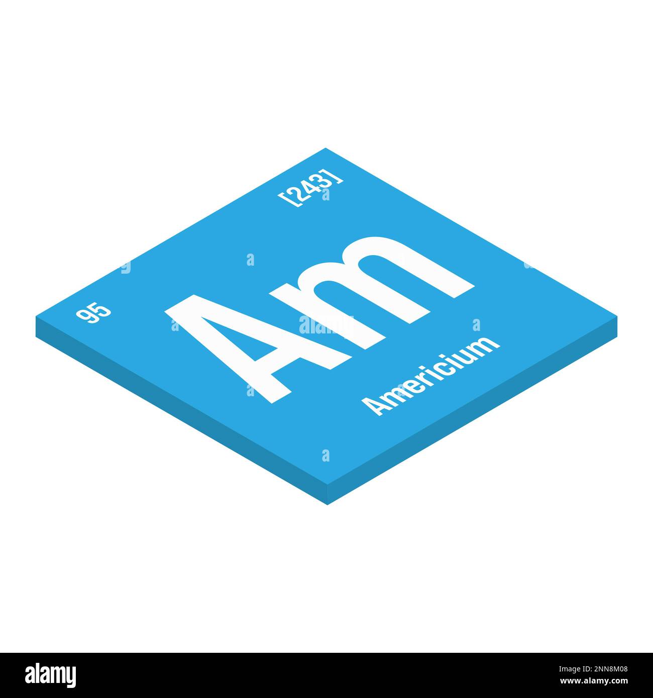 Americium, Am, periodic table element with name, symbol, atomic number