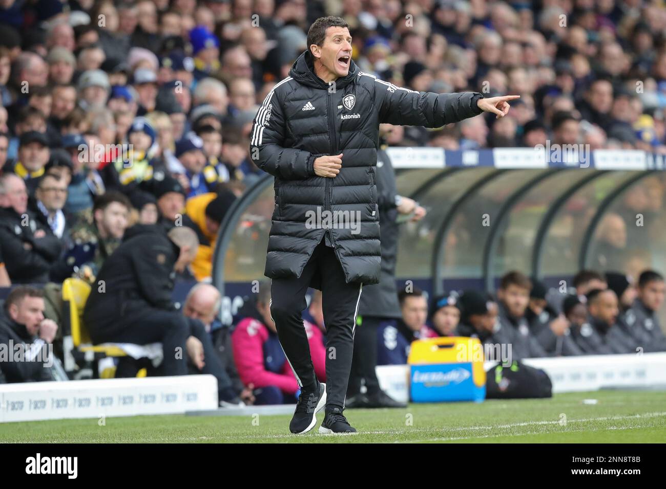 Newly appointed manager of Leeds United Javi Gracia gestures and reacts