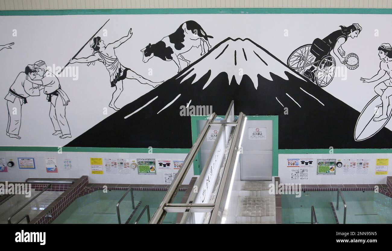 A mural in the Kotobuki yu public bathhouse reproduced from