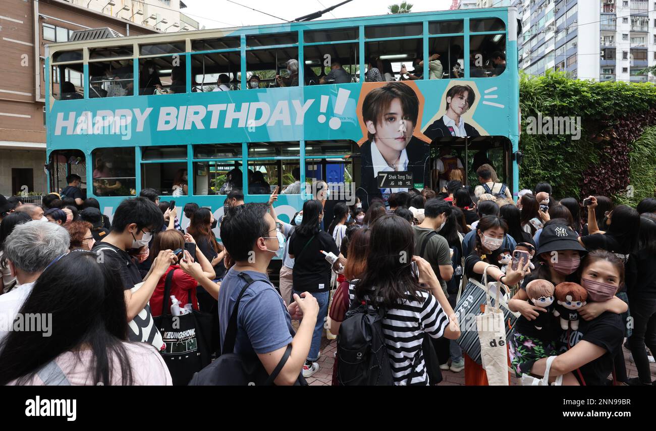 With Hong KongHH most beloved boy band memberHH birthday just around the corner, Keung Candies present: the HHeung ToHH BirthdayHHFree Tram Ride Pictured at Causeway Bay. 30APR22 SCMP / Jelly Tse