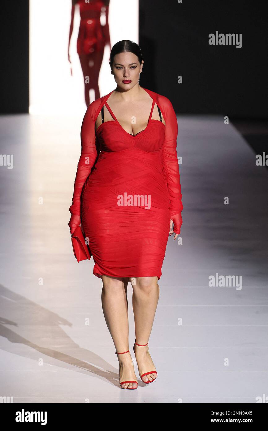 Ashley Graham walks on the runway at the Addition Elle fashion show during  New York Fashion Week at Skylight Clarkson Sq. Gallery 3 on September 11,  2017 in New York City. Photo