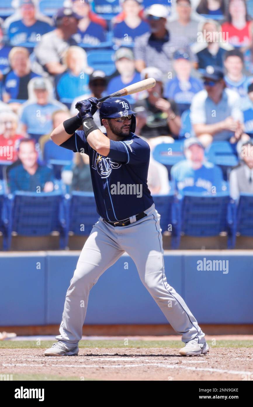 DUNEDIN, FL - MAY 24: Tampa Bay Rays catcher Mike Zunino (10) bats during  the MLB game against the Toronto Blue Jays on May 24, 2021 at TD Ballpark  in Dunedin, FL. (