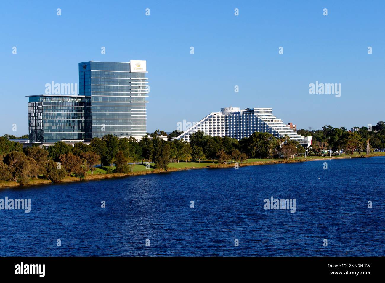 Crown resort casino complex on the swan river, Burswood, Perth, Western Australia Stock Photo
