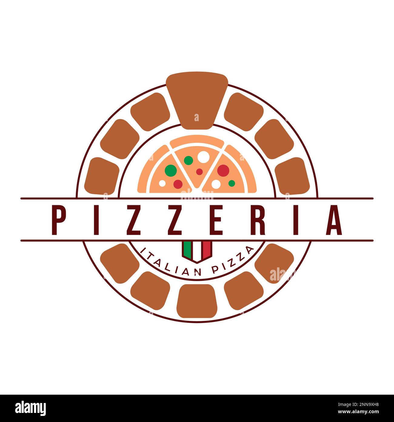 Oven and pizza logo template vector. Luxury pizzeria logotype. Italian
