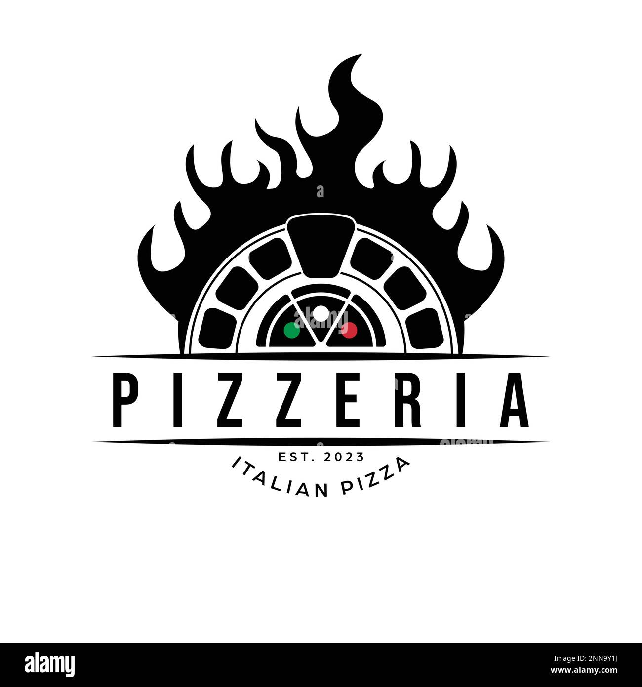 Oven and pizza logo template vector. Luxury pizzeria logotype. Italian ...