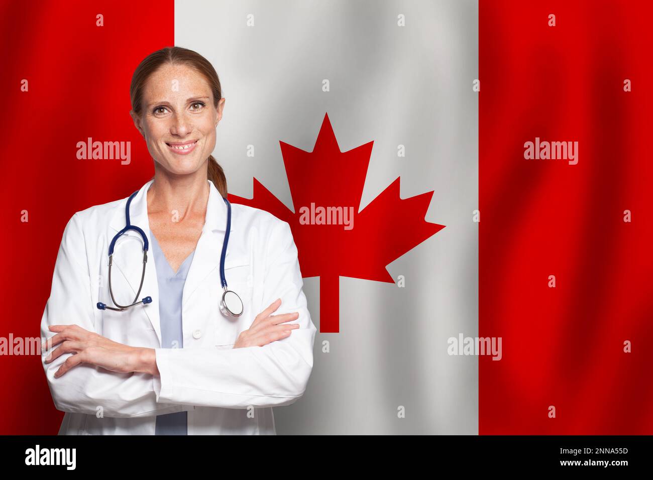 Canadian general practitioner doctor gp on the flag of Canada Stock ...