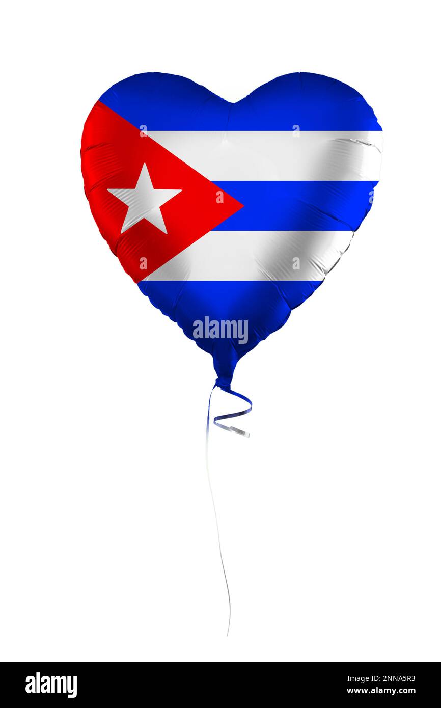 Cuba concept. Balloon with Cuban flag isolated on white background. Education, charity, emigration, travel and learning language Stock Photo