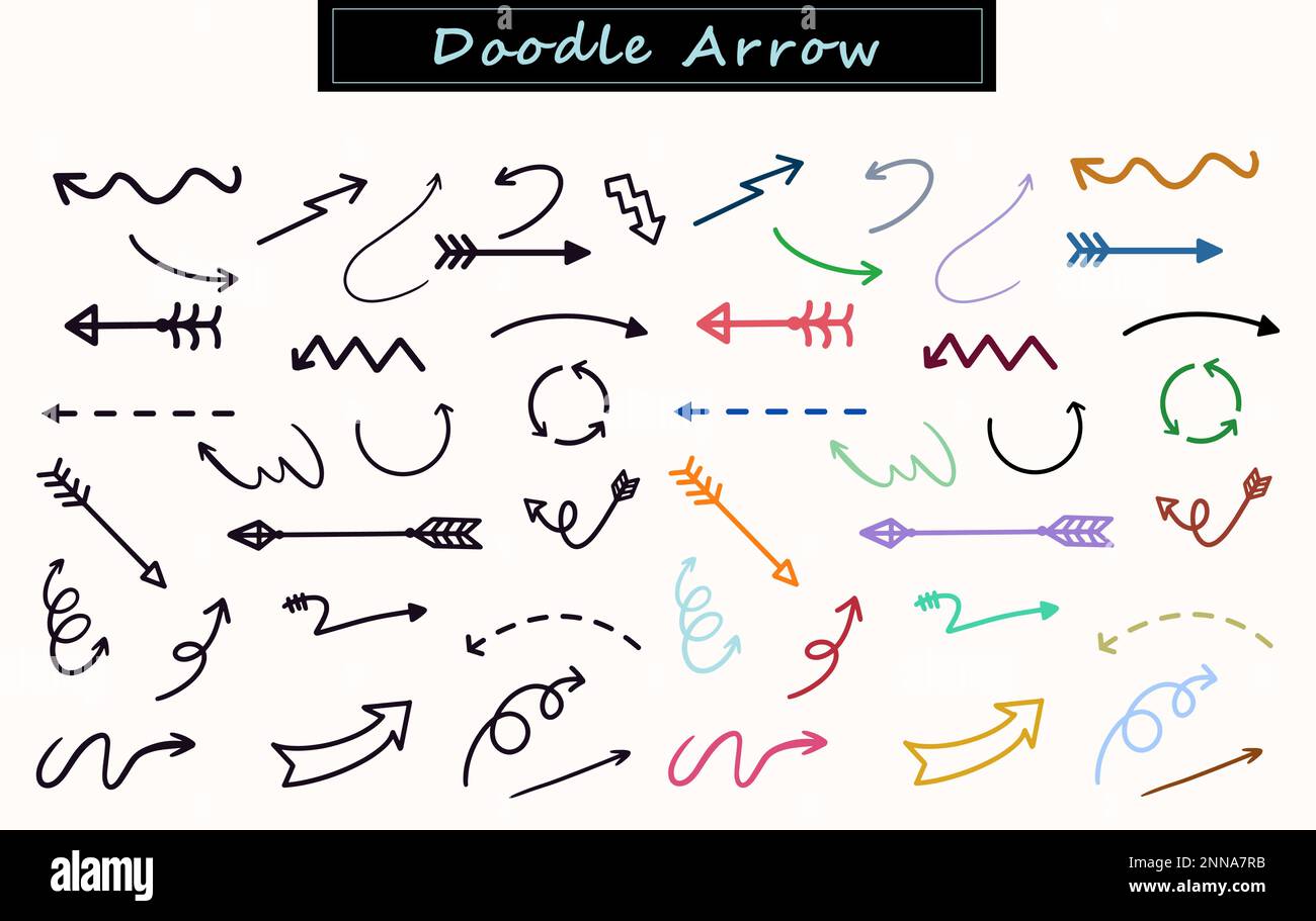 Collection Of Hand Drawn Doodle Arrows. Set Of Arrows Isolated On White Background Stock Vector