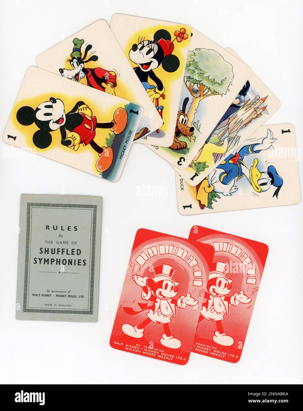 Cards and Instruction Booklet from Shuffled Symphonies WALT DISNEY Card Game published in 1939
