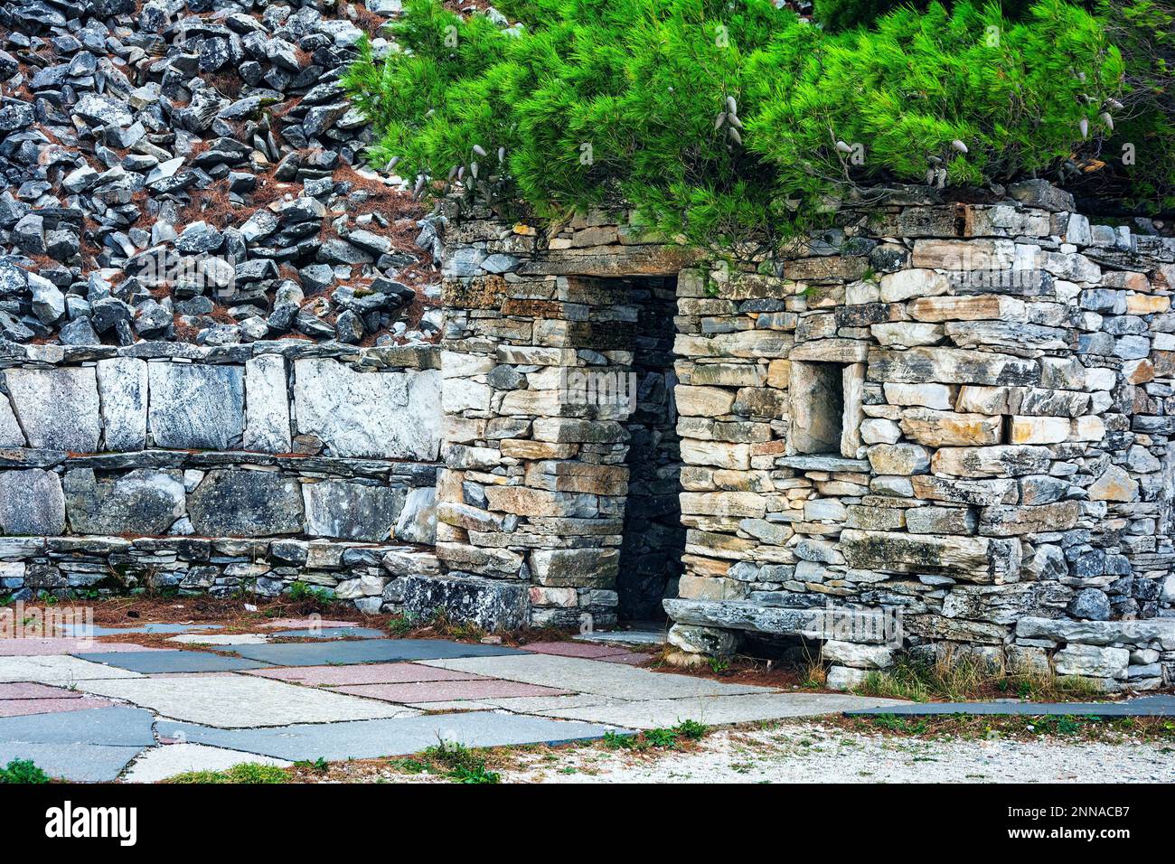 Part of an abandoned Penteli marble quarry in Attika, Greece. Penteli