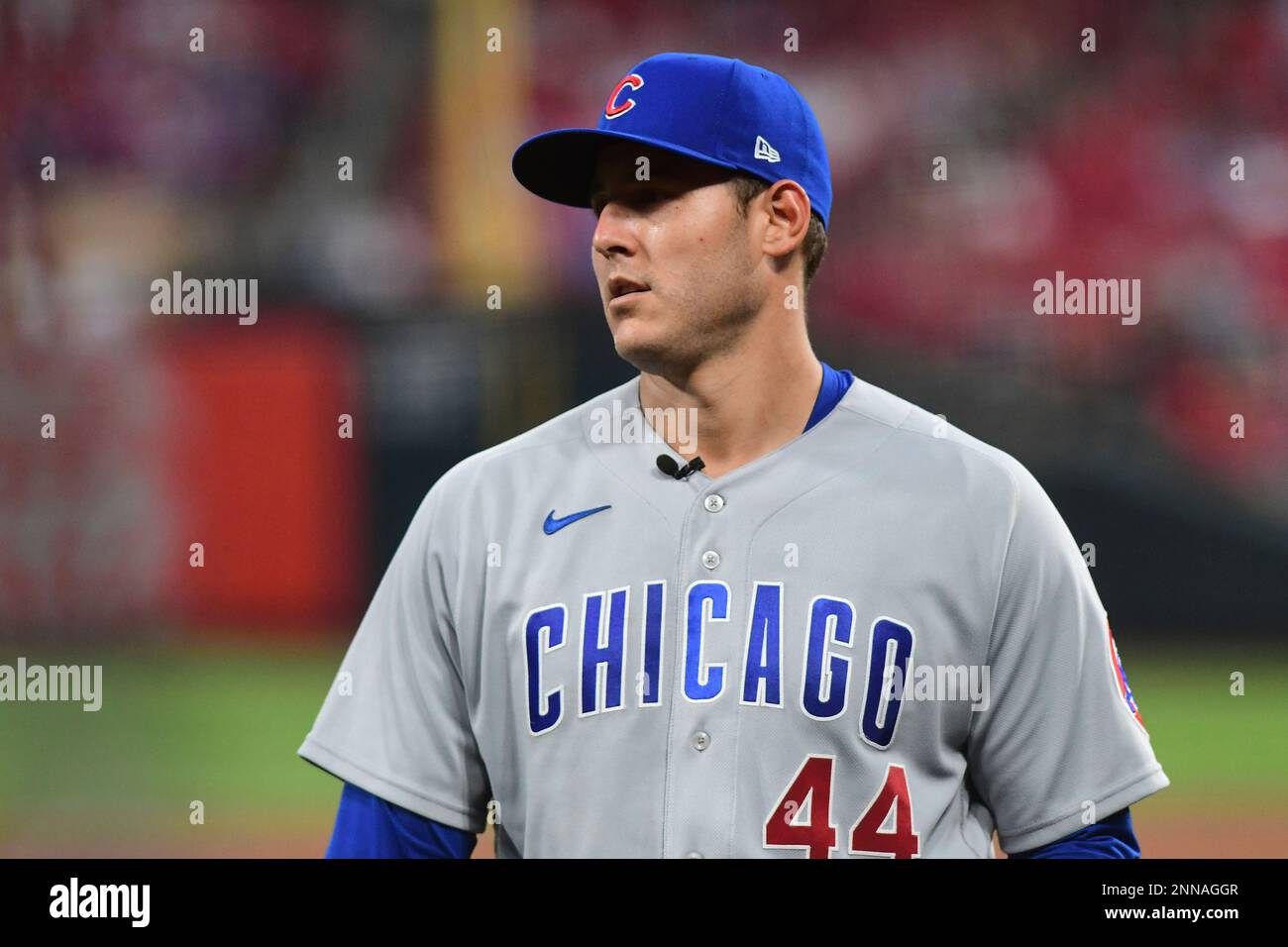 ST. LOUIS, MO - MAY 22: Chicago Cubs first baseman Anthony Rizzo (44)  during a Major League Baseball game between the Chicago Cubs and the St.  Louis Cardinals on May 22, 2021