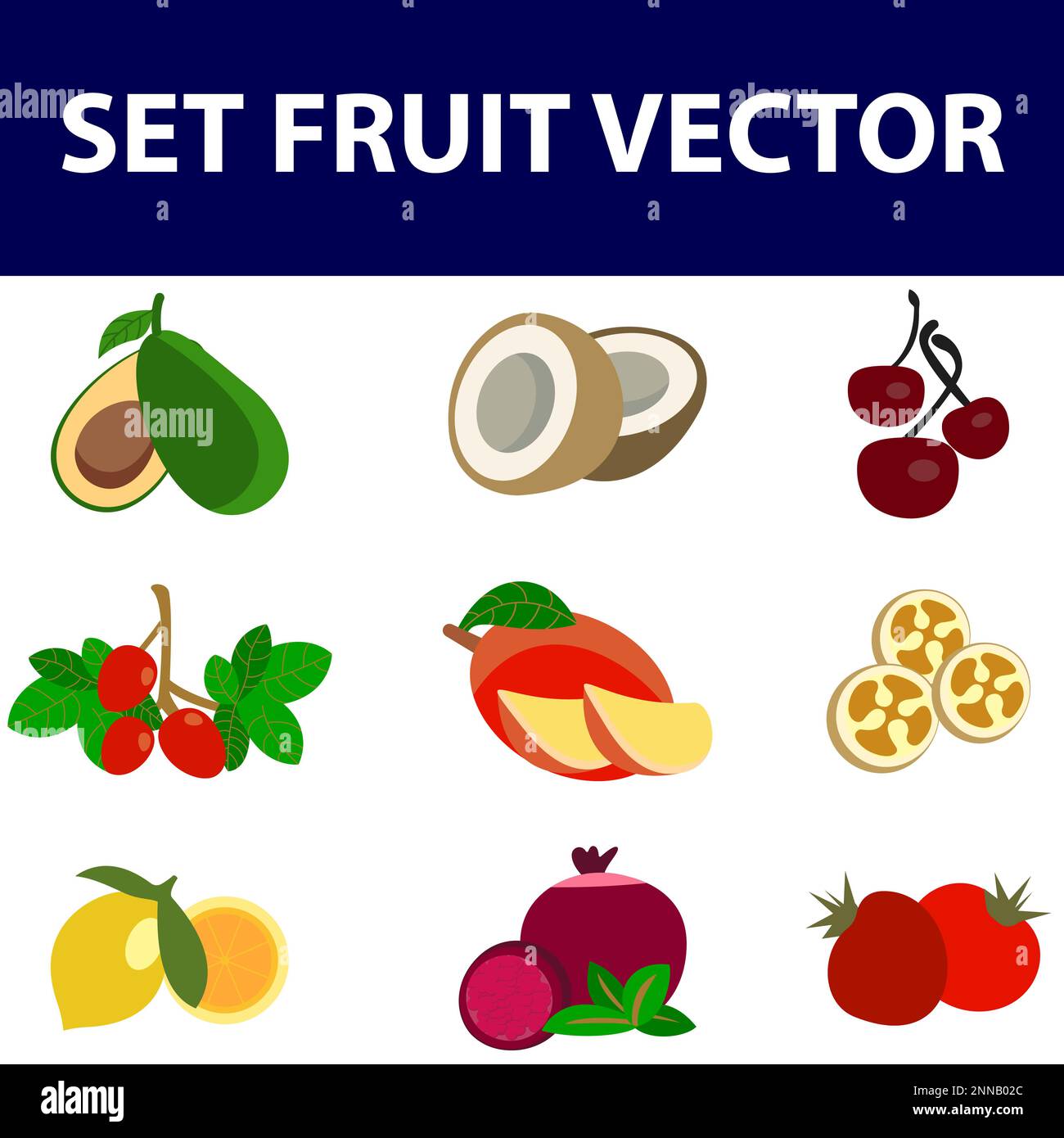 Cartoon fruits vector clipart collection. Fruit icons isolated on white ...