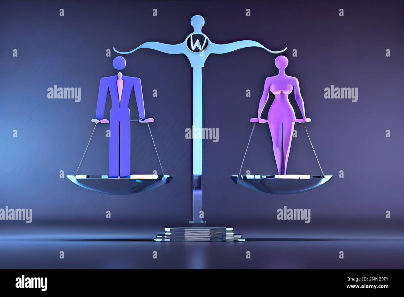Generative Ai Illustration Of Gender Equality Concept Male And Female With Symbol On The Scales 5217