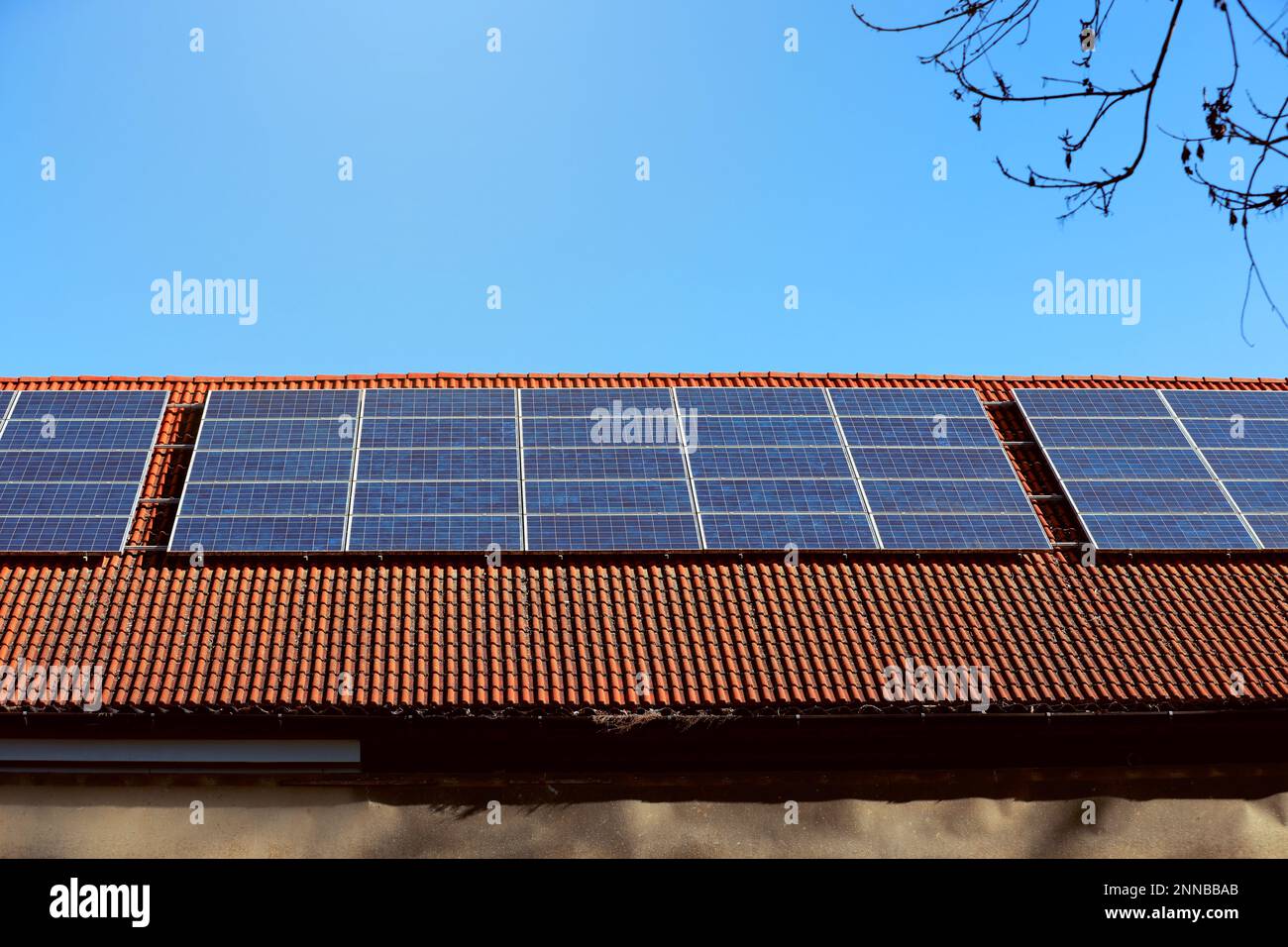 Solar panel installed on a roof Stock Photo - Alamy