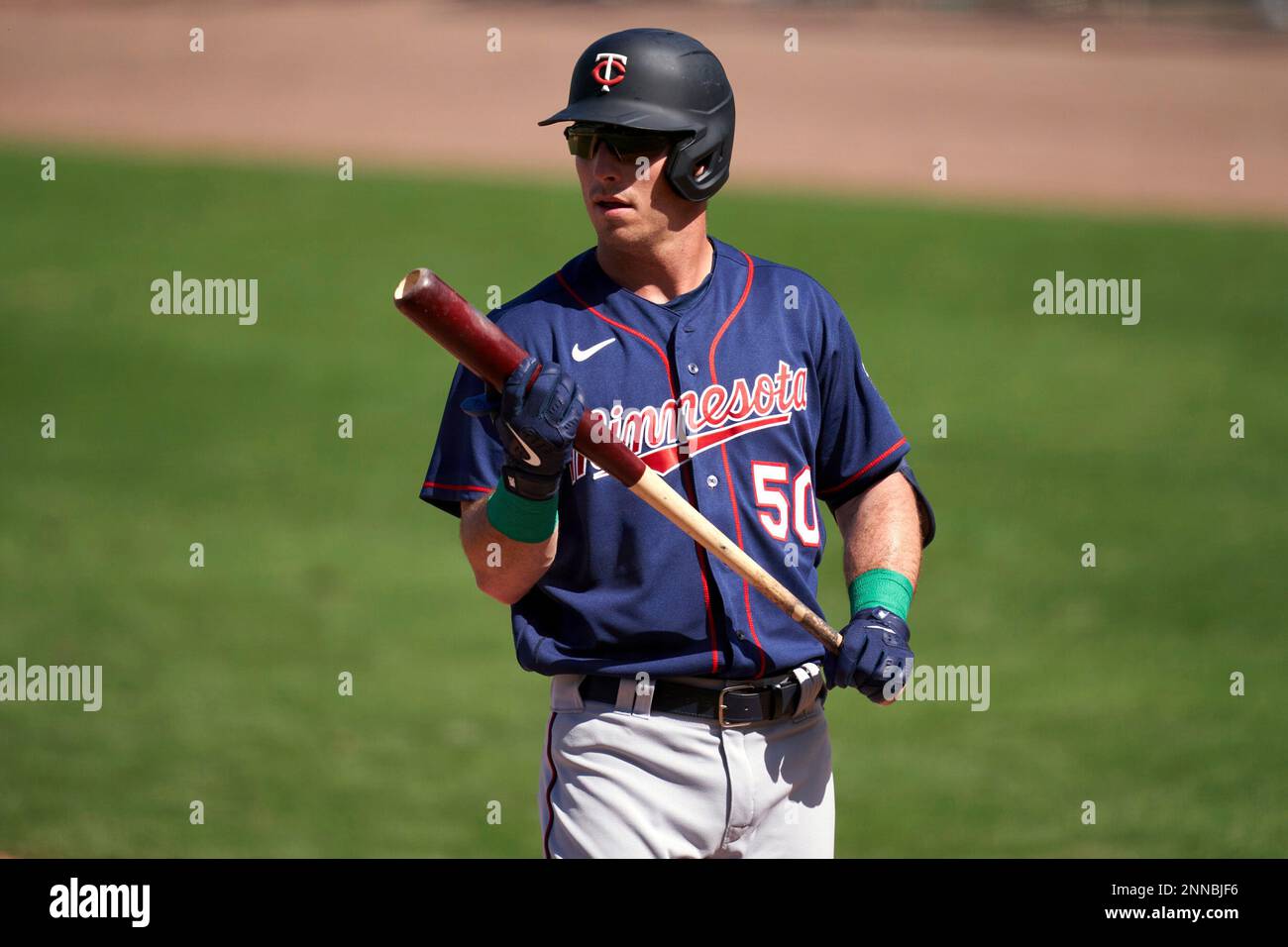 Minnesota Twins Brent Rooker (50) bats during a Major League Spring