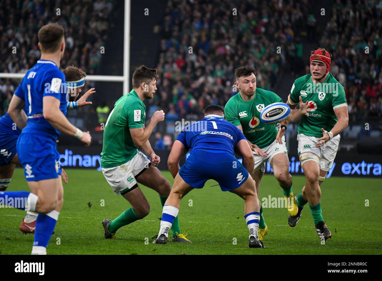 Rome, Italy 25th Feb, 2023.Action during Six Nations rugby match between Italy and Ireland at Olympic Stadium in Rome. Photo Credit: Fabio Pagani/Alamy Live News Stock Photo