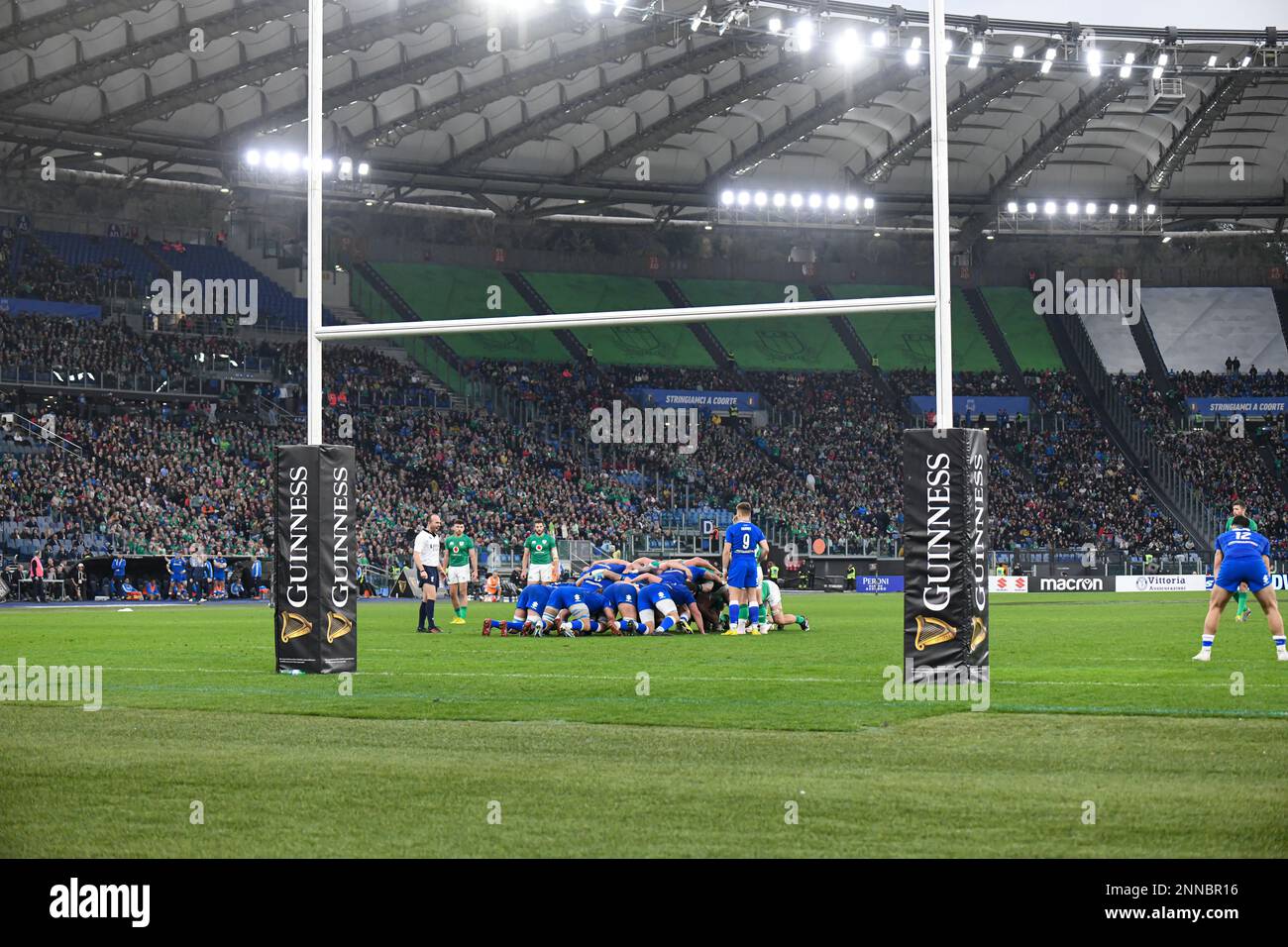 Rome, Italy 25th Feb, 2023. Scrum action during Six Nations rugby match between Italy and Ireland at Olympic Stadium in Rome. Photo Credit: Fabio Pagani/Alamy Live News Stock Photo