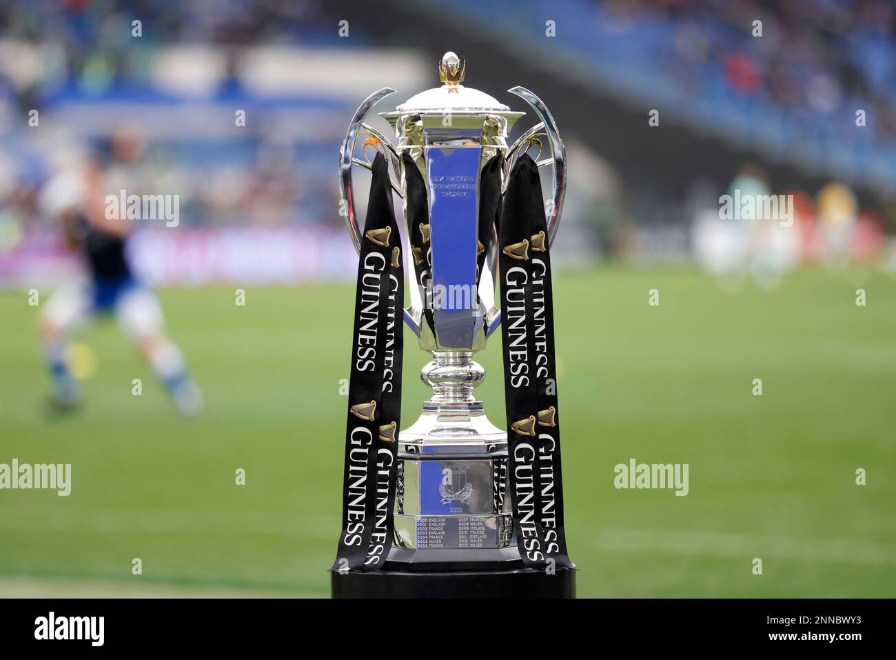 A view of the Six Nations Championship trophy on display before the