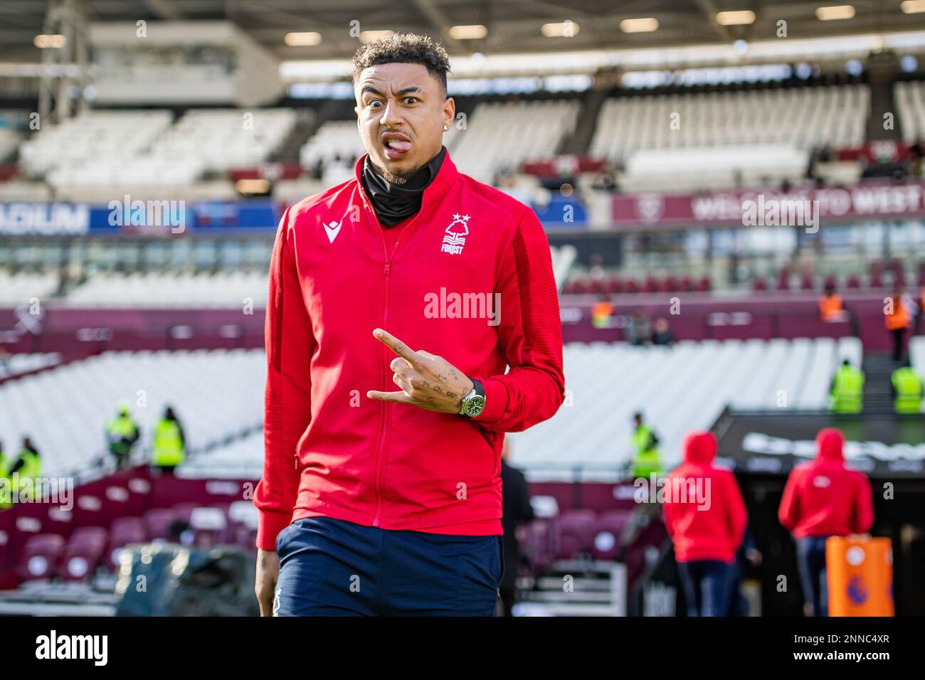 Jesse Ritchie Jesse Lingard #11 of Nottingham Forest checks out the pitch before the ...