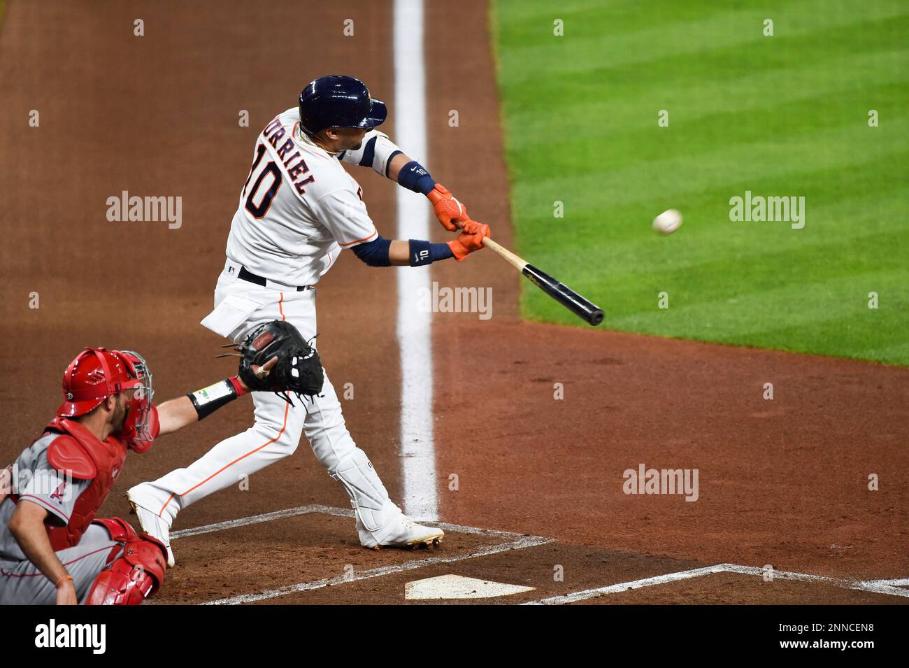 Houston, United States. 21st June, 2022. Houston Astros first baseman Yuli  Gurriel (10) draws a walk in the bottom of the fifth inning of the MLB game  between the Houston Astros and