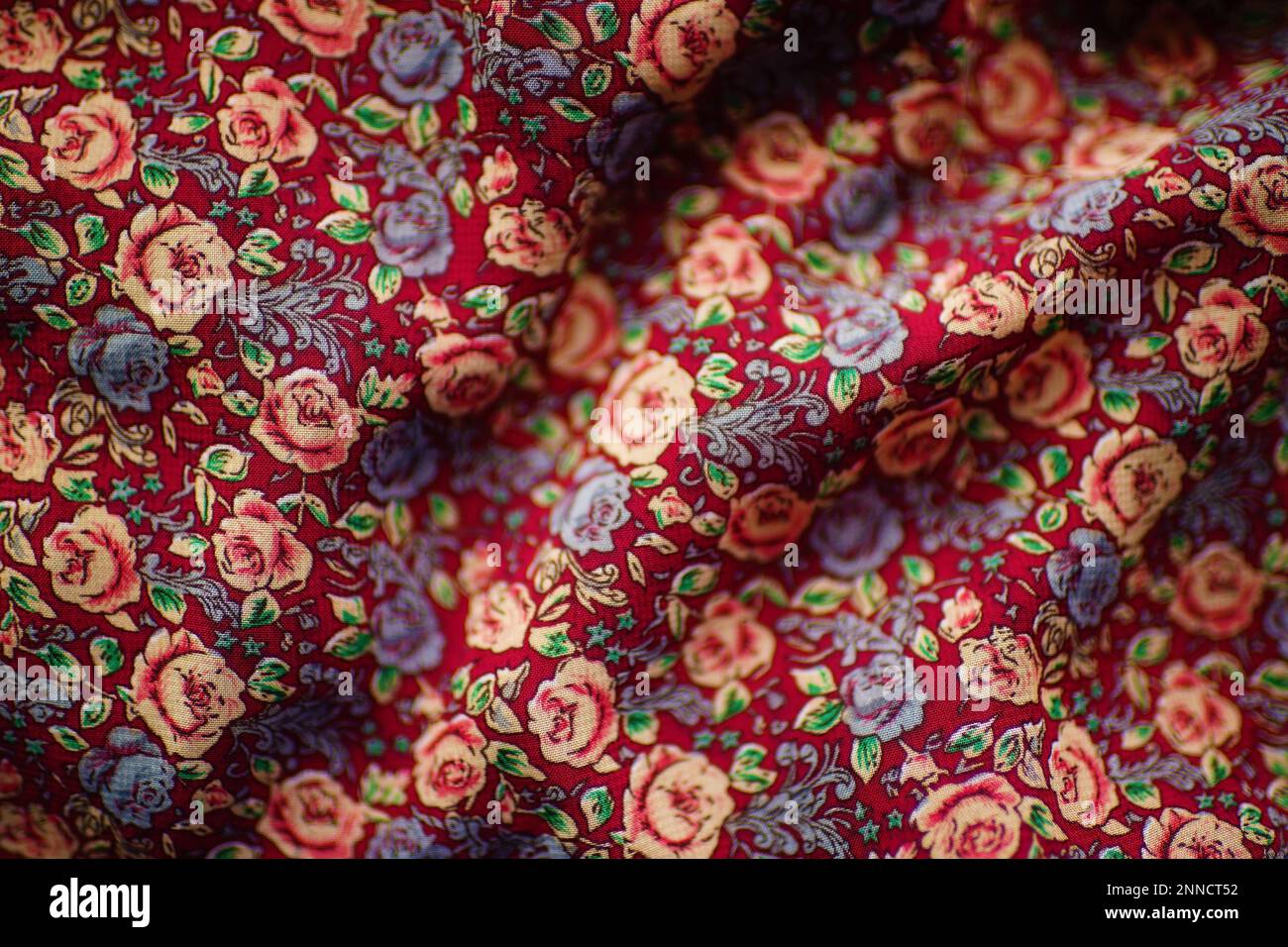 Cute brown fabric with a floral pattern Stock Photo