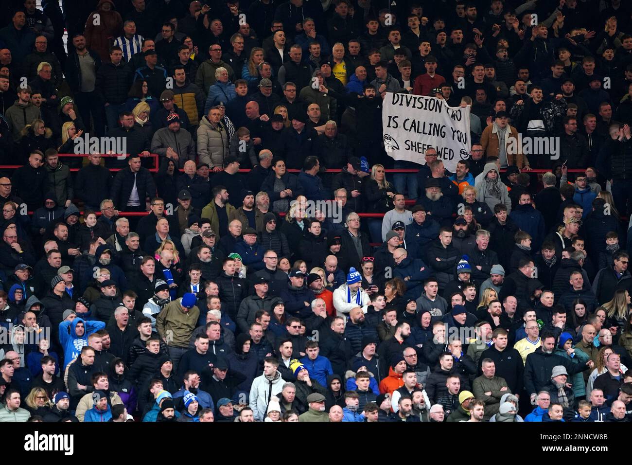 Sheffield Wednesday fans during the Sky Bet League One match at The Valley, London. Picture date: Saturday February 25, 2023. Stock Photo