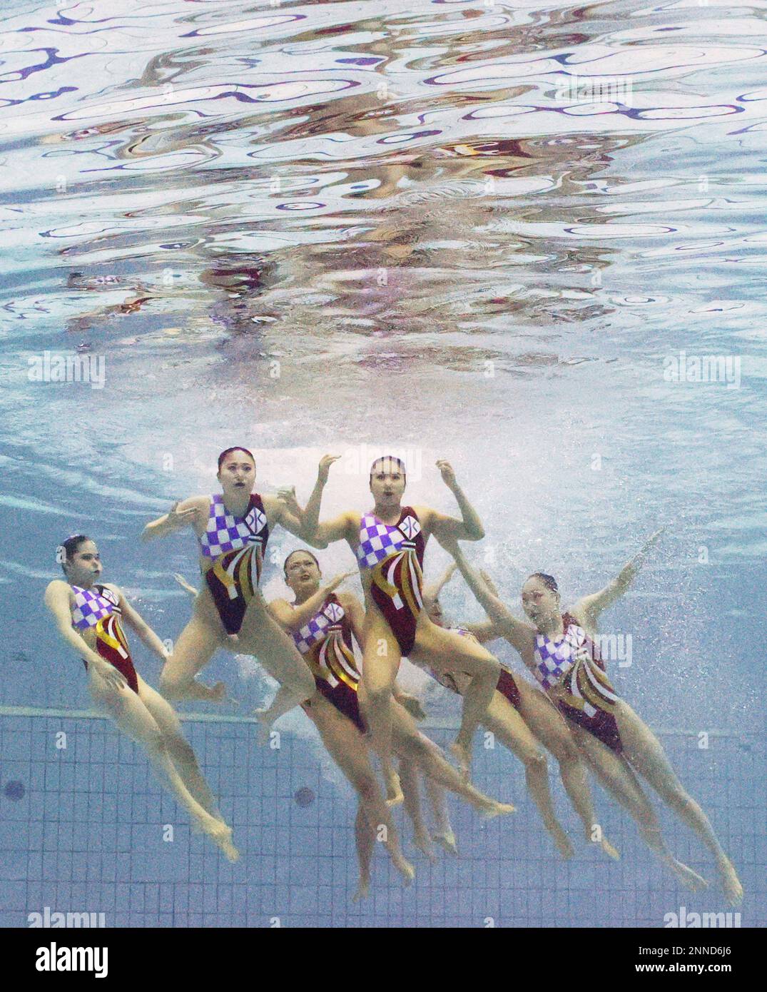 Japanese artistic swimming national team performs free routine, FR, of