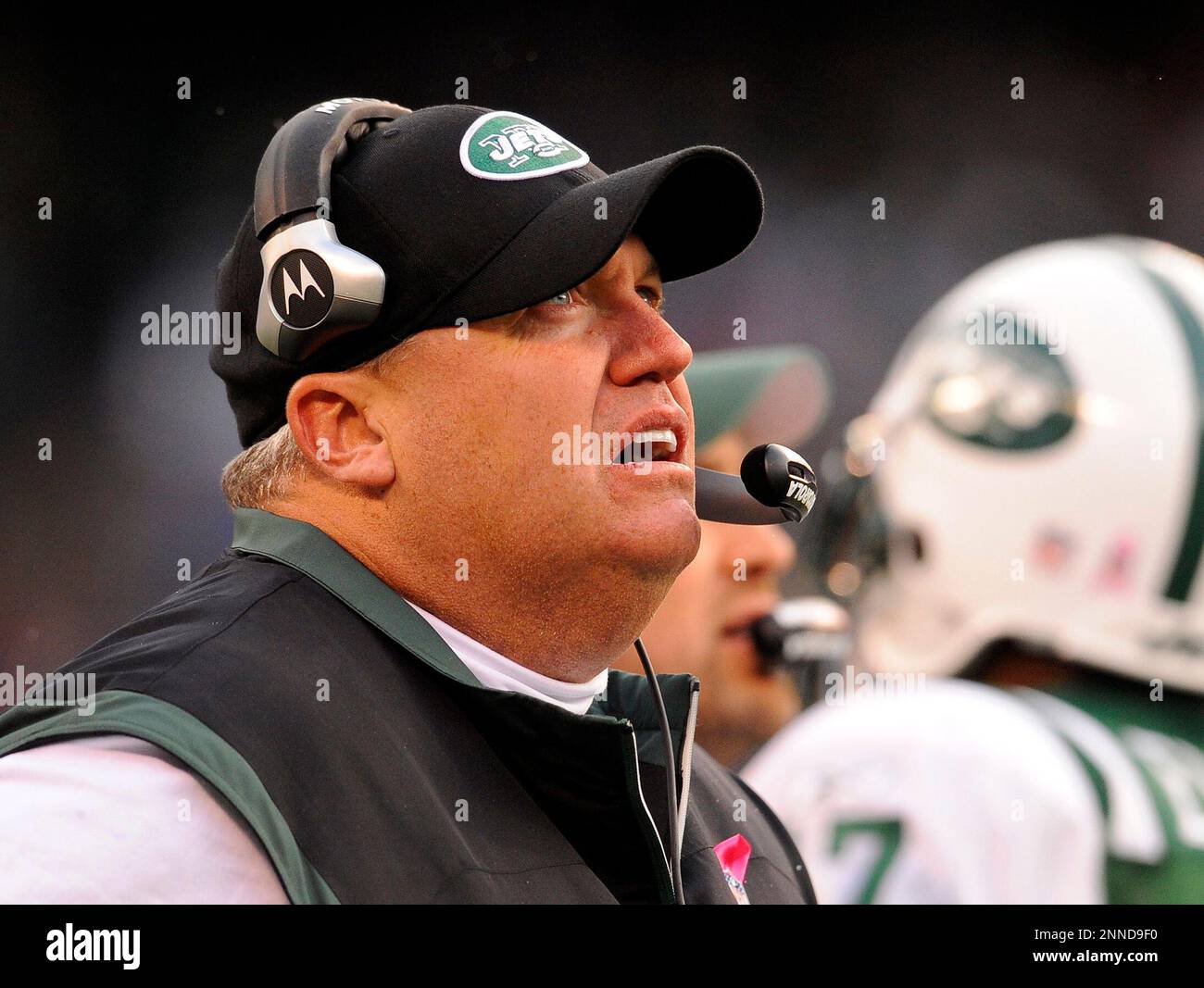 18 October 2009 New York Jets head coach Rex Ryan during the first