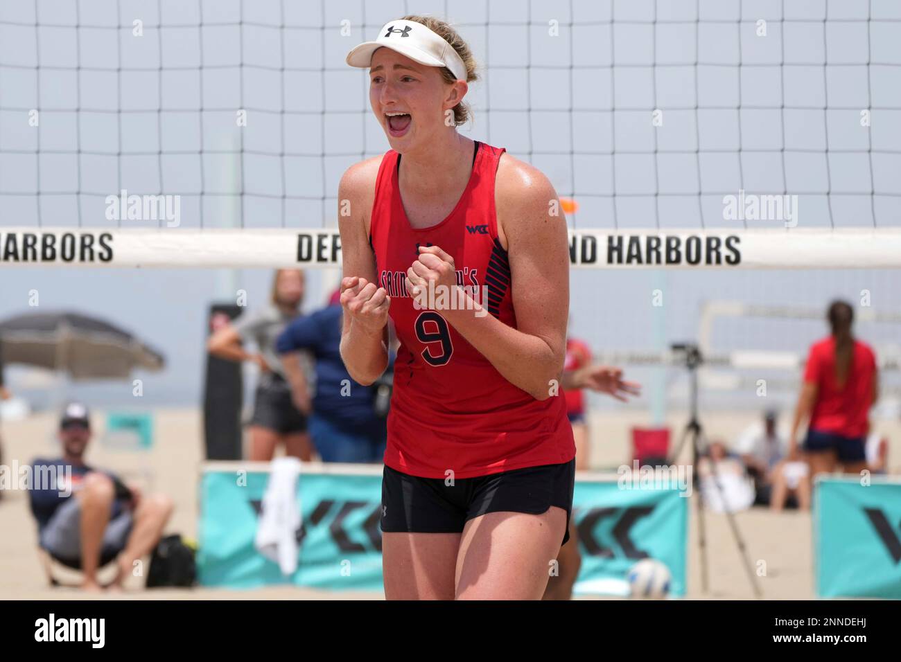 Hawley Harrer of Saint Mary's (9) celebrates against Pepperdine during